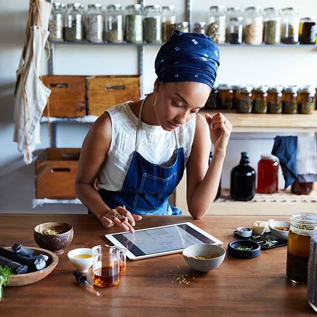 Women using a tablet for businesses