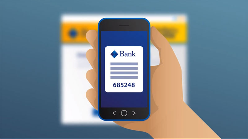 An image of a phone with bank details on the screen, representing a secure online shopping transaction.