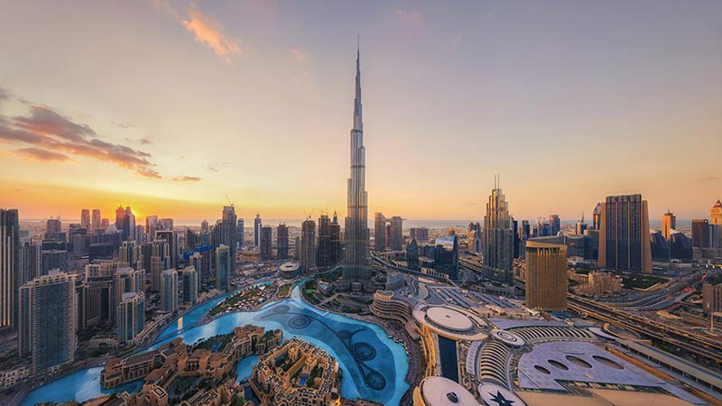 Aerial view of Burj Khalif